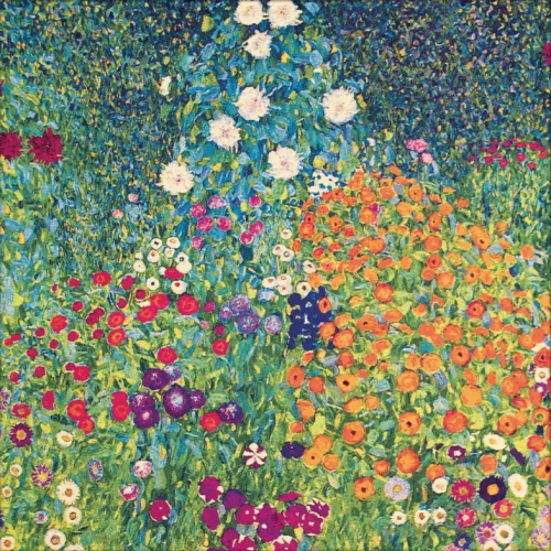 MondiLab Gobelin woven tapestry  120/120 Klimt Flower Garden  GOB005 streched on a stretcher bar (105804)