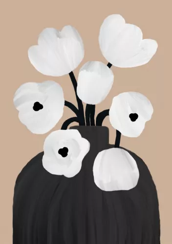 MondiLab White tulips + Frame BL black (105362)